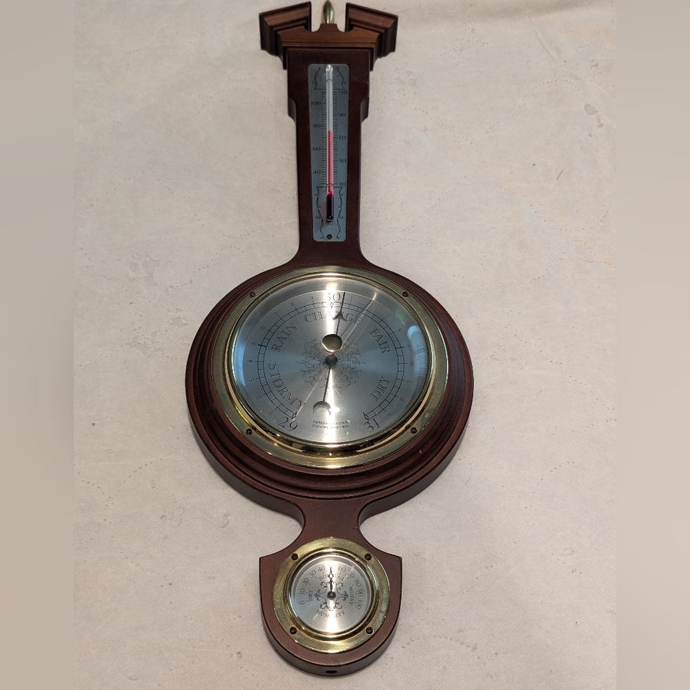 Vintage Banjo Wall Mount Weather Station Barometer Thermometer